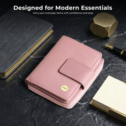 WRIZA Women's Genuine Leather Wallet | Lavender RFID Protected Clutch Purse with 9 Card Slots, ID Window & Zipper Coin Pocket for Gifting
