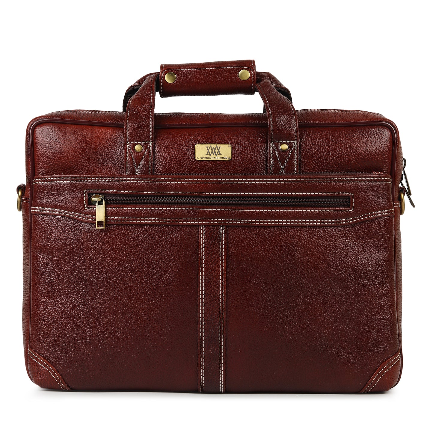 WRIZA Premium Genuine Leather Laptop Bag for Men | 15.6 Inch Office Messenger Bag with Padded Laptop Compartment & Adjustable Shoulder Strap