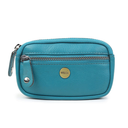 WRIZA Genuine Leather Coin Purse for Women | Mini Key Pouch with Zipper & Keychain Holder
