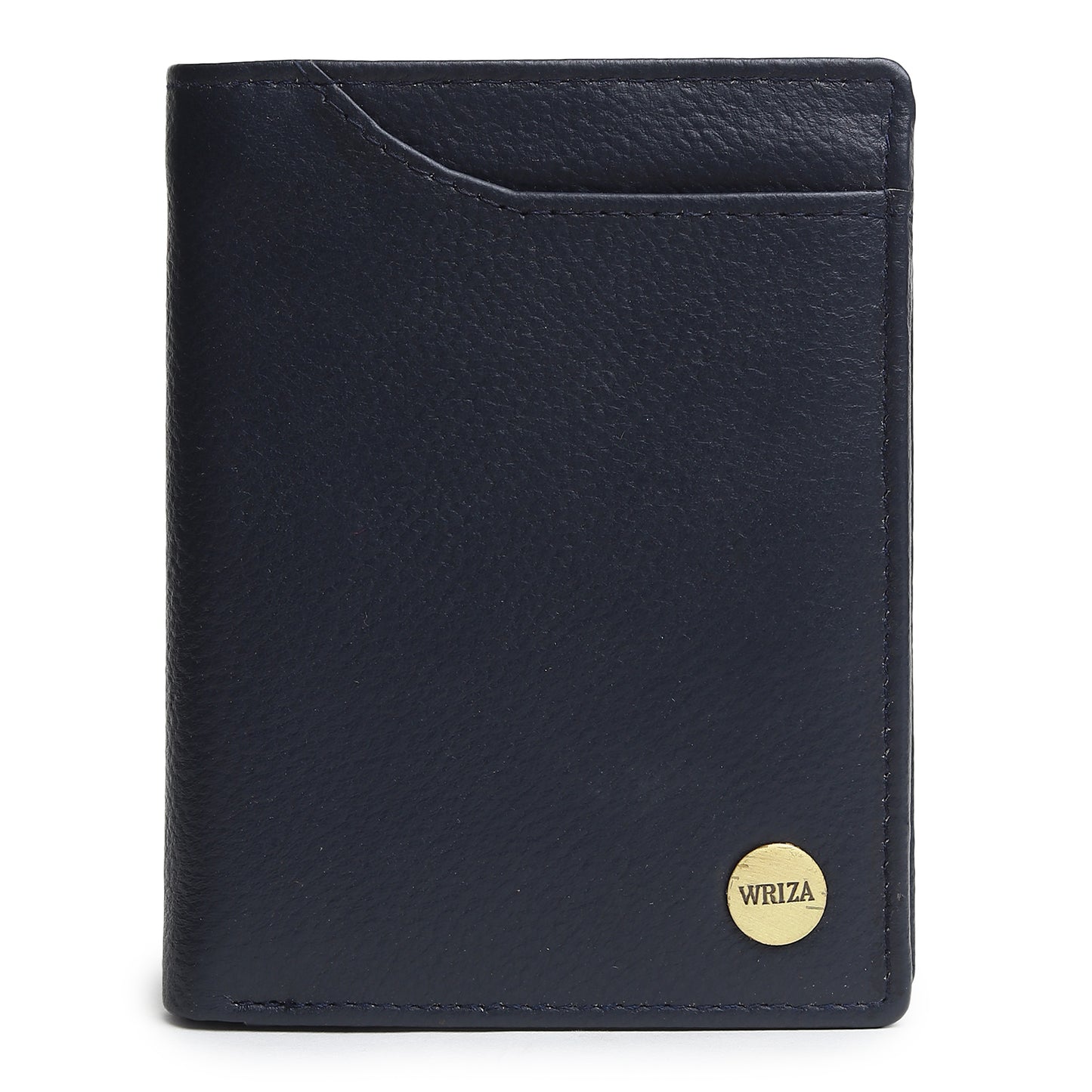 WRIZA Men's Genuine Leather Wallet|Navy Blue RFID Blocking Leather Wallet for Men with Hidden Zip & Coin Pocket | Slim Credit Card Holder Business Wallet