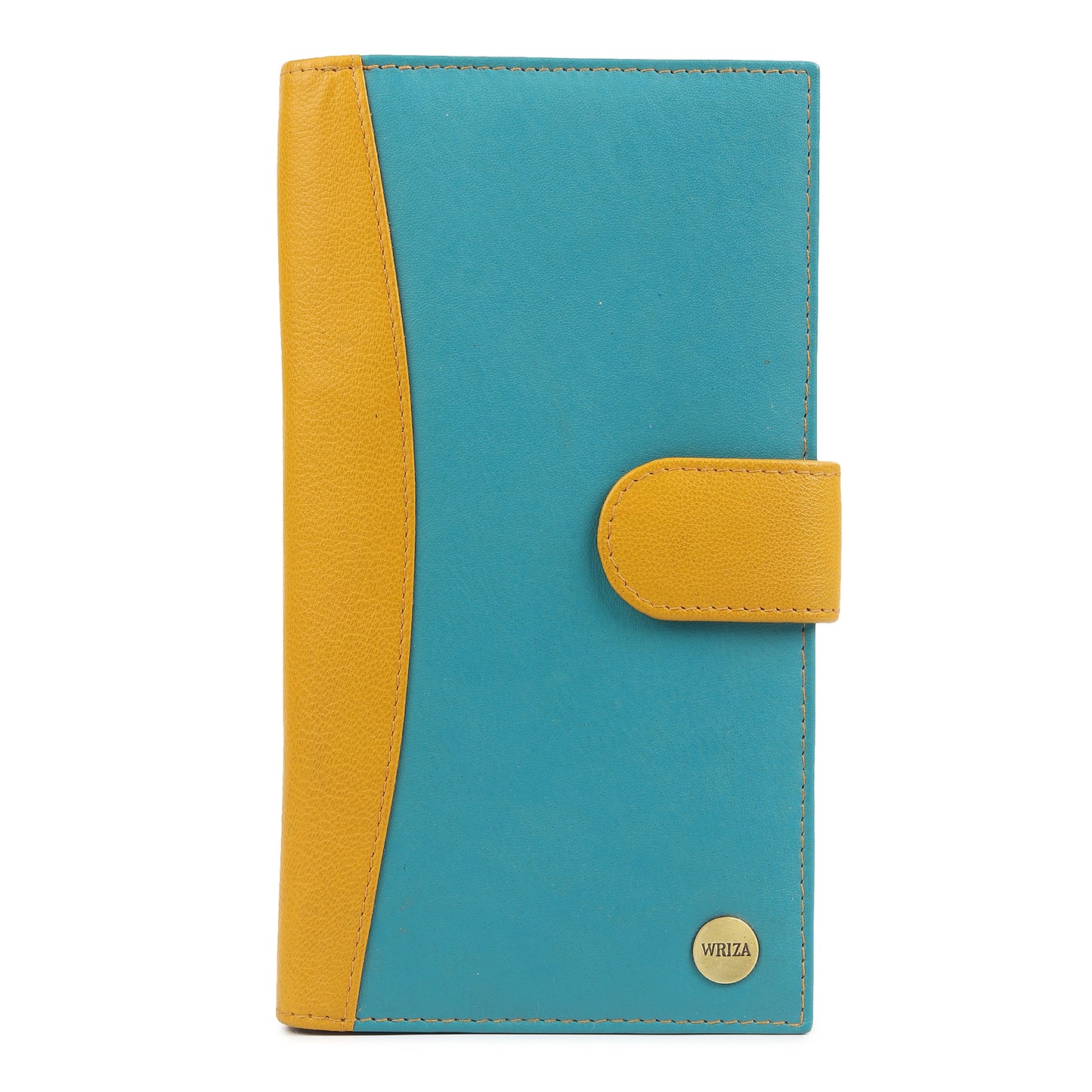 WRIZA Women's Genuine Leather RFID Blocking Wallet with 16 Card Slots & Zipper Pocket