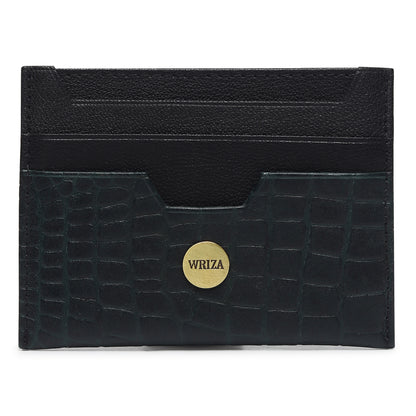 WRIZA Handcrafted Genuine Leather RFID Protected Card Holder with 6 Card Slots