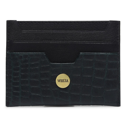 WRIZA Handcrafted Genuine Leather RFID Protected Card Holder with 6 Card Slots