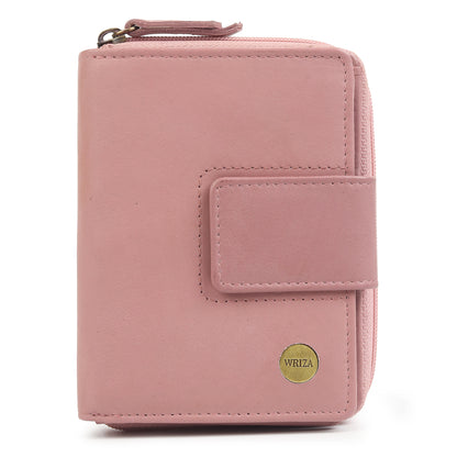WRIZA Women's Genuine Leather Wallet | Lavender RFID Protected Clutch Purse with 9 Card Slots, ID Window & Zipper Coin Pocket for Gifting