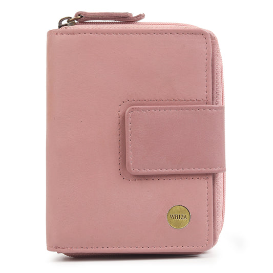 WRIZA Women's Genuine Leather Wallet | Lavender RFID Protected Clutch Purse with 9 Card Slots, ID Window & Zipper Coin Pocket for Gifting