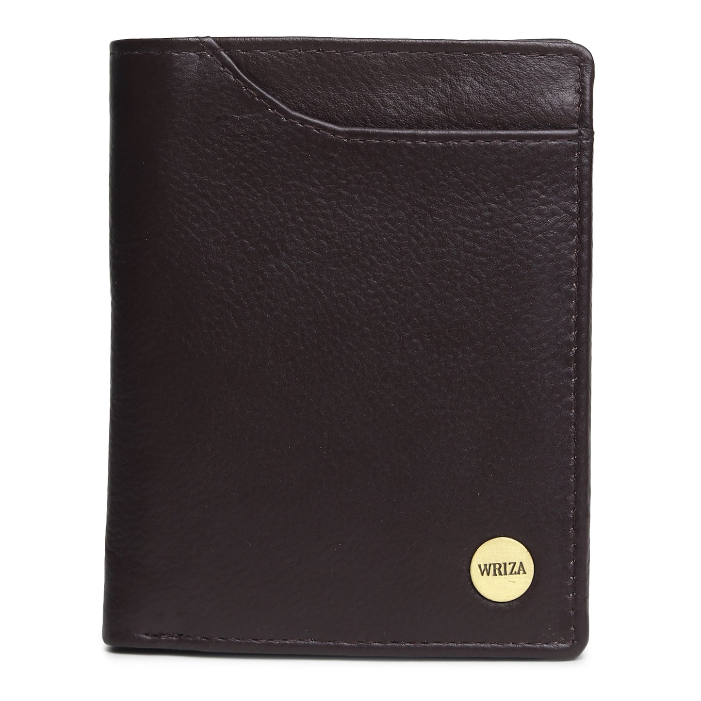 WRIZA Men's Genuine Leather Wallet|Brown RFID Blocking Leather Wallet for Men with Hidden Zip & Coin Pocket | Slim Credit Card Holder Business Wallet