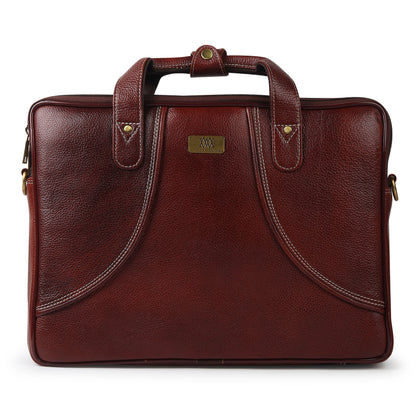 WRIZA Premium Genuine Leather Laptop Bag for Men | 15.6 inch Professional Office Messenger Bag with Adjustable Strap - Brown