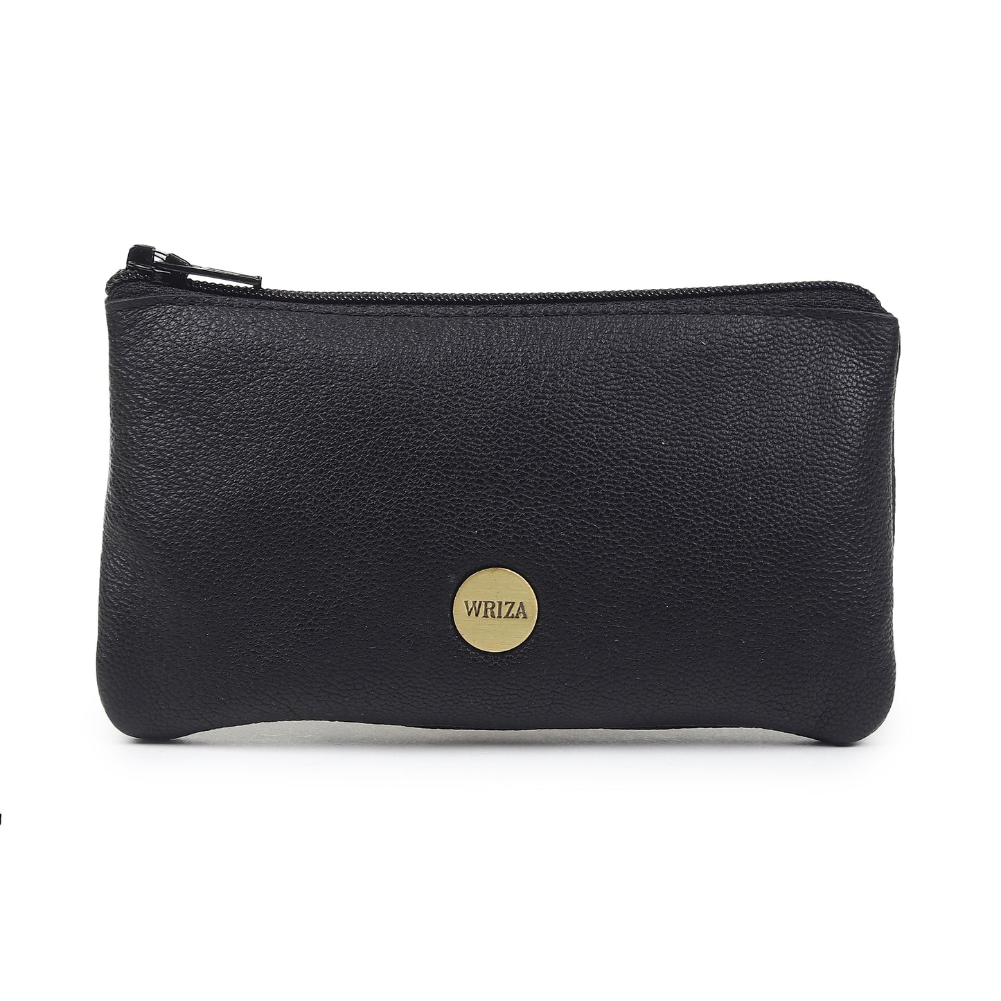 WRIZA Premium Handcrafted Genuine Leather Key Pouch with Zipper & Metallic Ring | Slim Keychain Case for Men & Women