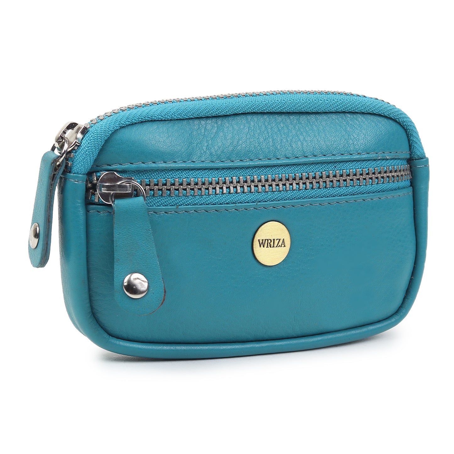 WRIZA Genuine Leather Coin Purse for Women | Mini Key Pouch with Zipper & Keychain Holder