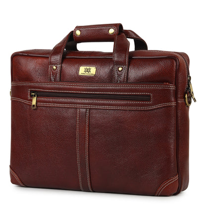 WRIZA Premium Genuine Leather Laptop Bag for Men | 15.6 Inch Office Messenger Bag with Padded Laptop Compartment & Adjustable Shoulder Strap