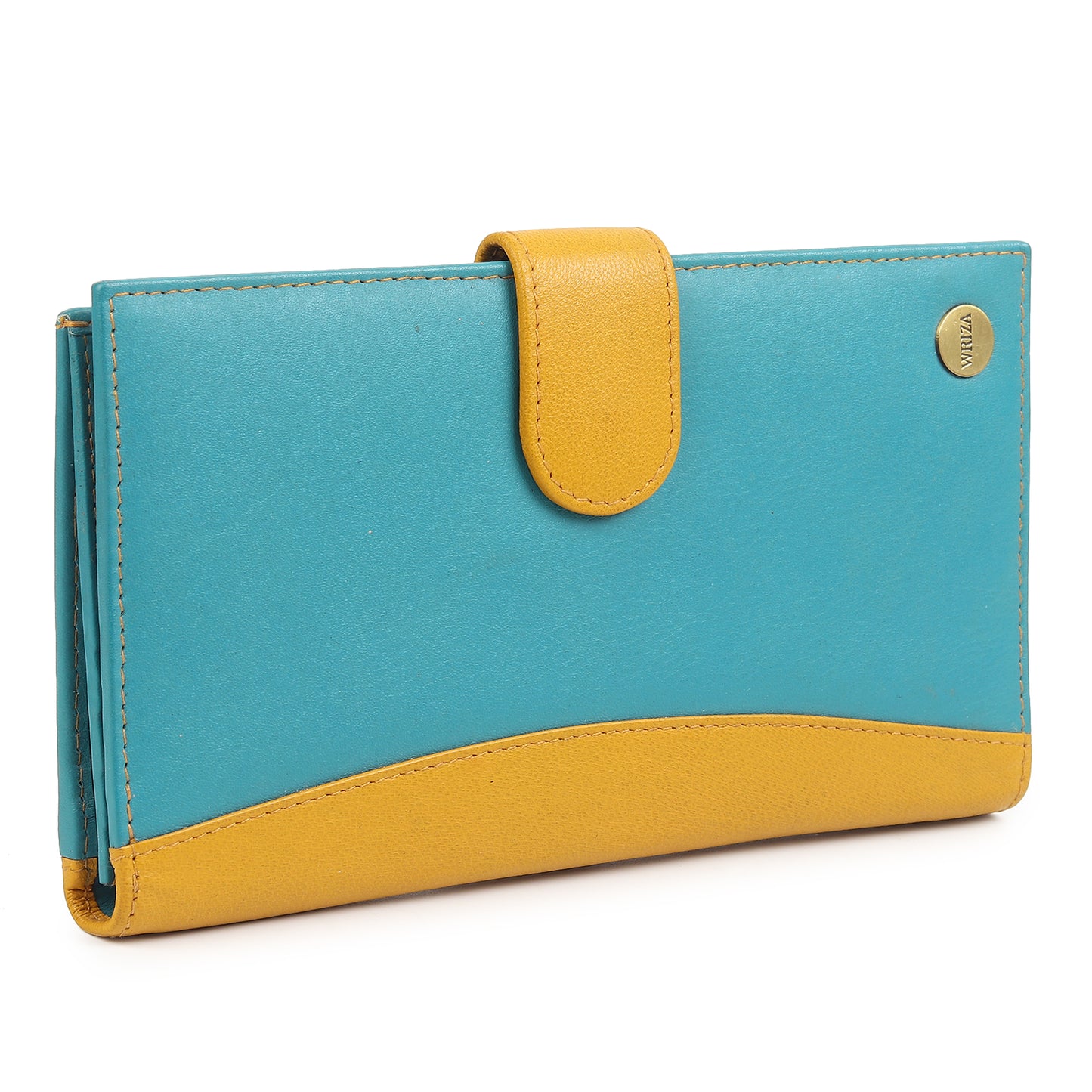 WRIZA Women's Genuine Leather RFID Blocking Wallet with 16 Card Slots & Zipper Pocket