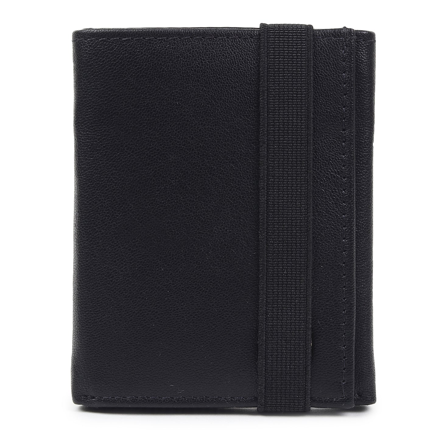 WRIZA Men's Genuine Leather Slim Tri-fold Wallet with RFID Protection, 6 Card Slots, and Zipper Coin Pocket | Minimalist Pebbled Leather Purse for Men (Black)