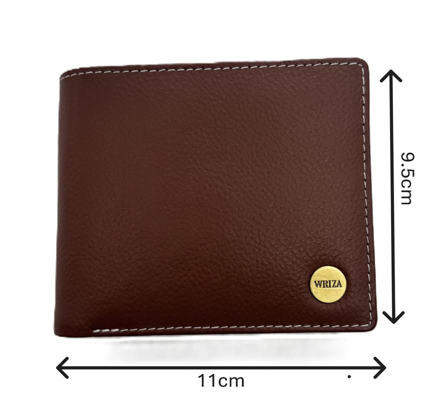 WRIZA Premium Genuine Leather Bi-fold Wallet for Men | Handcrafted Leather Slim Wallet with Coin Pocket, 2 Currency Compartments, and Multiple Credit Card Slots | Elegant Gift Box Included (Rust)