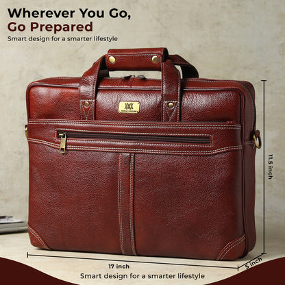 WRIZA Premium Genuine Leather Laptop Bag for Men | 15.6 Inch Office Messenger Bag with Padded Laptop Compartment & Adjustable Shoulder Strap