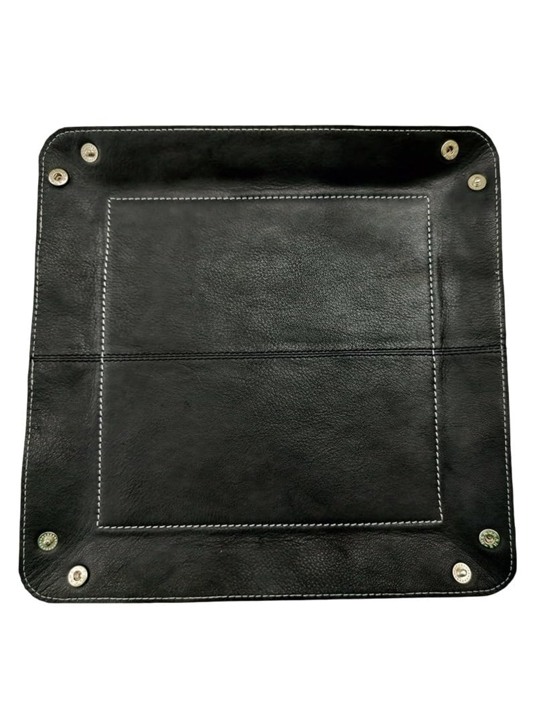 WRIZA Handcrafted Genuine Leather Valet Tray | Foldable Desk Organizer Catchall for Keys, Wallet, Phone & Office Stationery