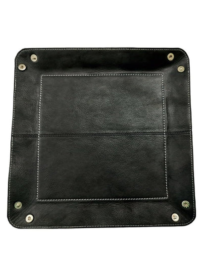 WRIZA Handcrafted Genuine Leather Valet Tray | Foldable Desk Organizer Catchall for Keys, Wallet, Phone & Office Stationery