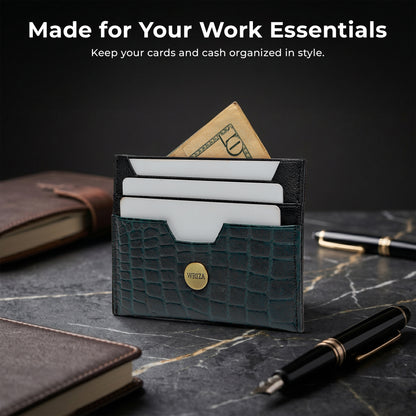 WRIZA Handcrafted Genuine Leather RFID Protected Card Holder with 6 Card Slots