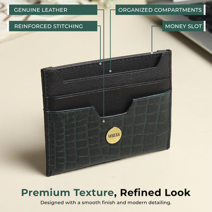 WRIZA Handcrafted Genuine Leather RFID Protected Card Holder with 6 Card Slots