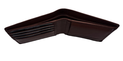 WRIZA Premium Genuine Leather Bi-fold Wallet for Men | Handcrafted Leather Slim Wallet with Coin Pocket, 2 Currency Compartments, and Multiple Credit Card Slots | Elegant Gift Box Included (Rust)