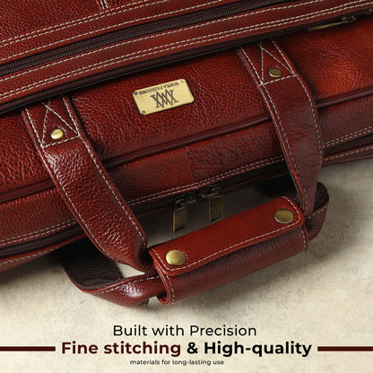 WRIZA Premium Genuine Leather Laptop Bag for Men | 15.6 Inch Office Messenger Bag with Padded Laptop Compartment & Adjustable Shoulder Strap