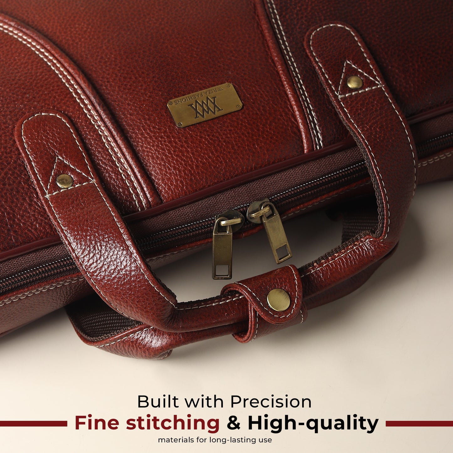 WRIZA Premium Genuine Leather Laptop Bag for Men | 15.6 inch Professional Office Messenger Bag with Adjustable Strap - Brown