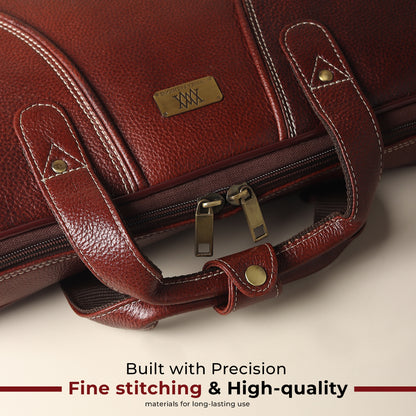 WRIZA Premium Genuine Leather Laptop Bag for Men | 15.6 inch Professional Office Messenger Bag with Adjustable Strap - Brown