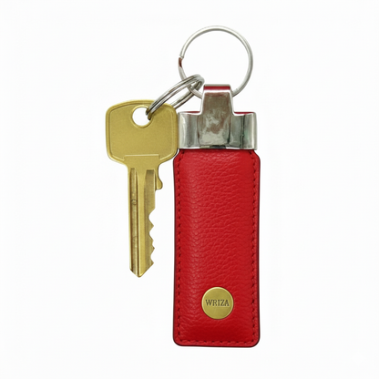 WRIZA Handcrafted Genuine Leather Keychain | Premium Red Leather Keyring with Sturdy Metal Ring for Car, Home & Office Keys | Elegant Gift for Men & Women