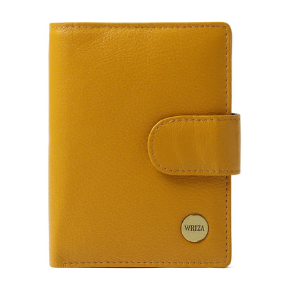 WRIZA Women Mustard Yellow Genuine Leather Two Fold Wallet | Small Purse with Coin Pocket