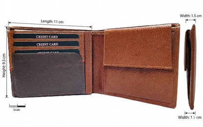 Wriza Men's Genuine Tan Leather Wallet|Handcrafted Bifold with Coin Pocket, Multiple Card Slots & Durable Finish|Slim Premium Wallet for Men