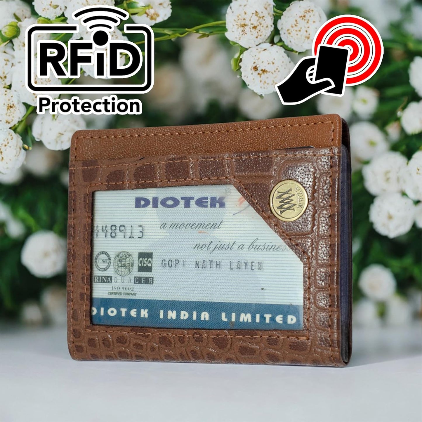 WRIZA Handcrafted Genuine Leather Card Case | Croc Textured | 11 Slot Card Holder