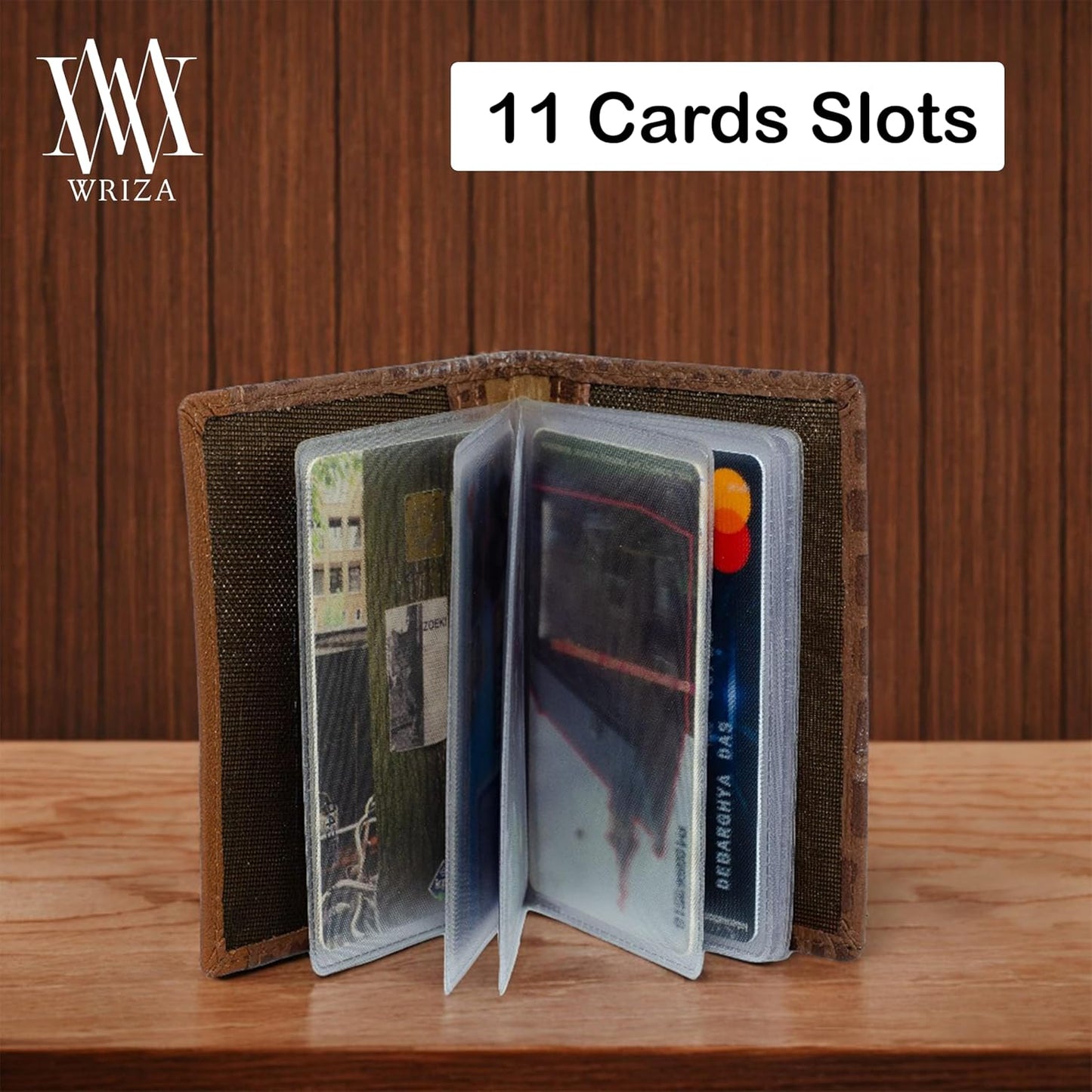 WRIZA Handcrafted Genuine Leather Card Case | Croc Textured | 11 Slot Card Holder