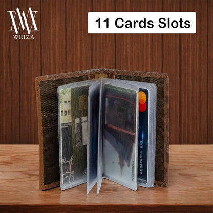 WRIZA Handcrafted Genuine Leather Card Case | Croc Textured | 11 Slot Card Holder