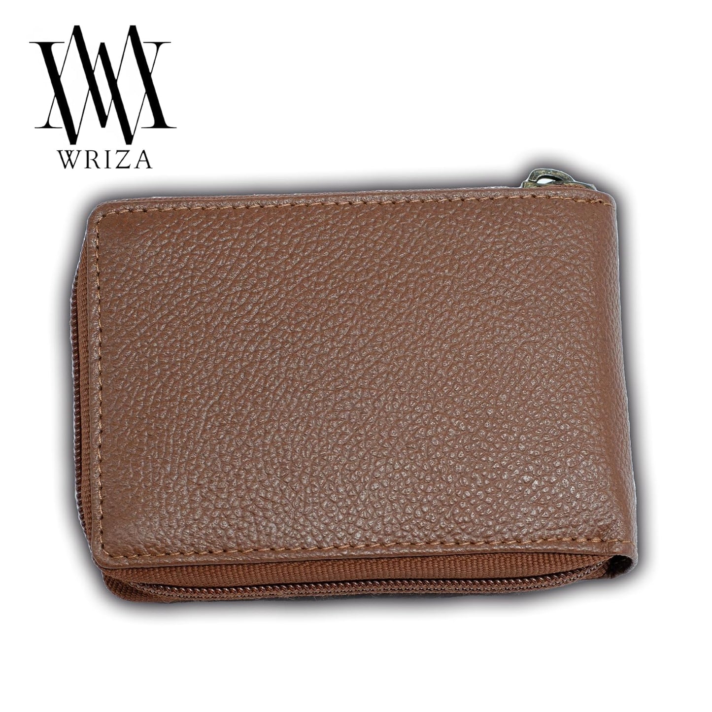 WRIZA Genuine Leather RFID Blocking Card Case Wallet for Men & Women | Tan (11 Slots)