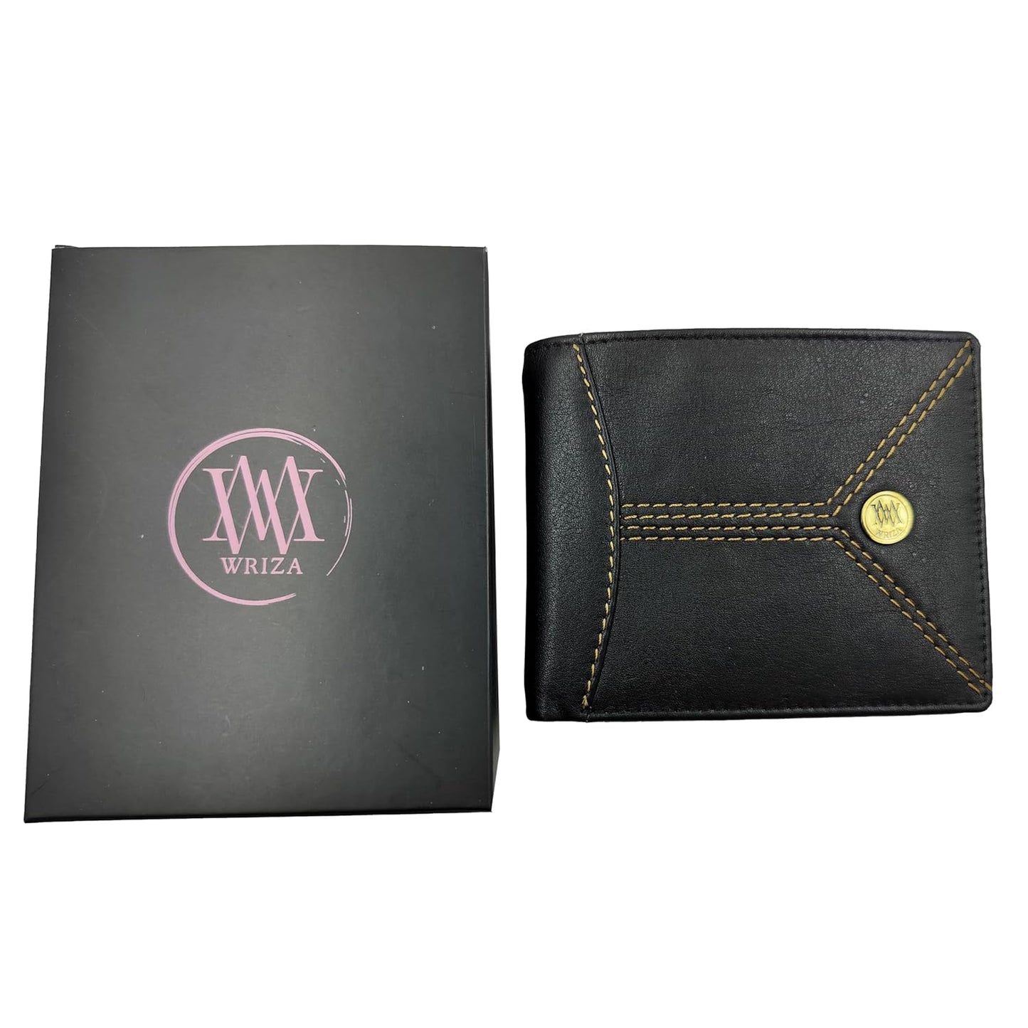 WRIZA Men's Genuine Leather RFID Blocking Bifold Wallet with Coin Pocket