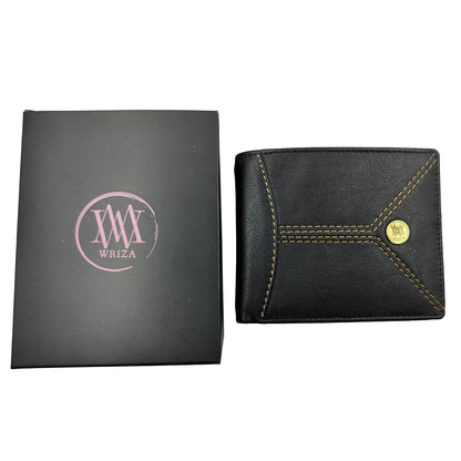 WRIZA Men's Genuine Leather RFID Blocking Bifold Wallet with Coin Pocket