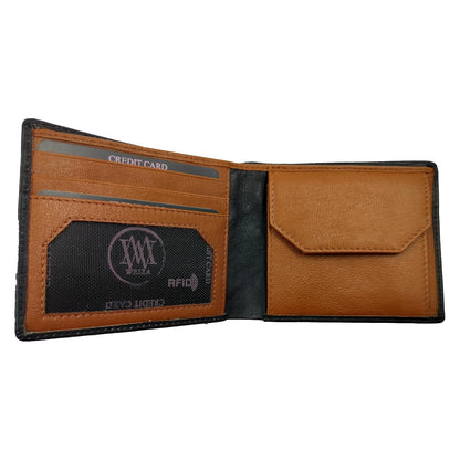 WRIZA Men's Genuine Leather RFID Blocking Bifold Wallet with Coin Pocket