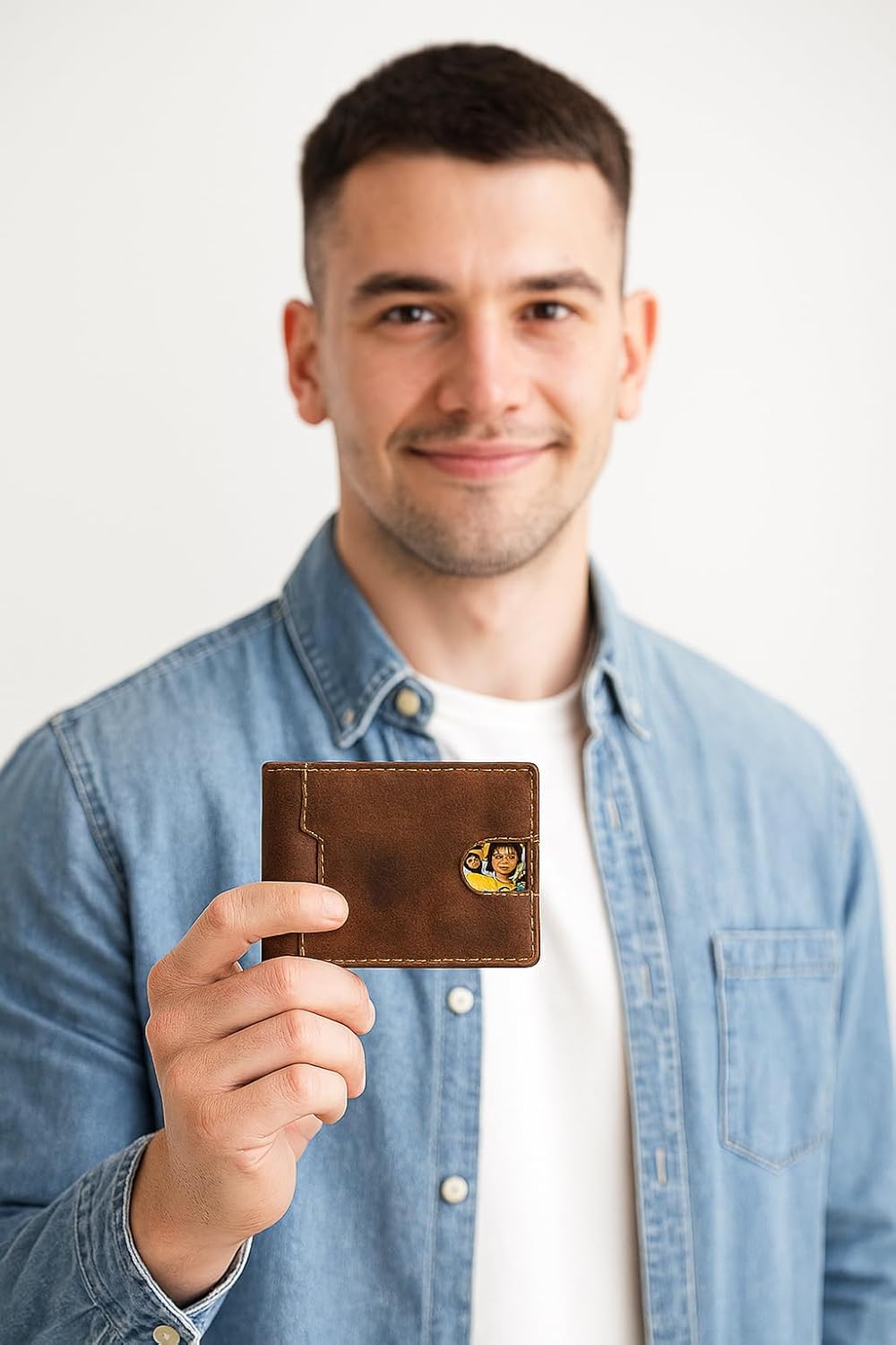 WRIZA Men's Genuine Hunter Leather Wallet with RFID Blocking, 9 Card Slots, Metal Money Clip and Zipper Coin Pocket - Slim Bifold Vintage Brown Purse