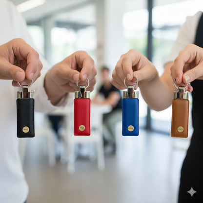 WRIZA Handcrafted Genuine Leather Keychain | Premium Red Leather Keyring with Sturdy Metal Ring for Car, Home & Office Keys | Elegant Gift for Men & Women