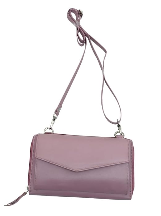 WRIZA Handcrafted Genuine Leather Sling Bag for Women | 3-Zip Wallet cum Crossbody Purse with Adjustable Strap & Card Slots
