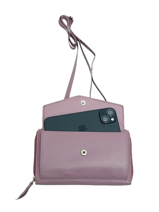 WRIZA Handcrafted Genuine Leather Sling Bag for Women | 3-Zip Wallet cum Crossbody Purse with Adjustable Strap & Card Slots