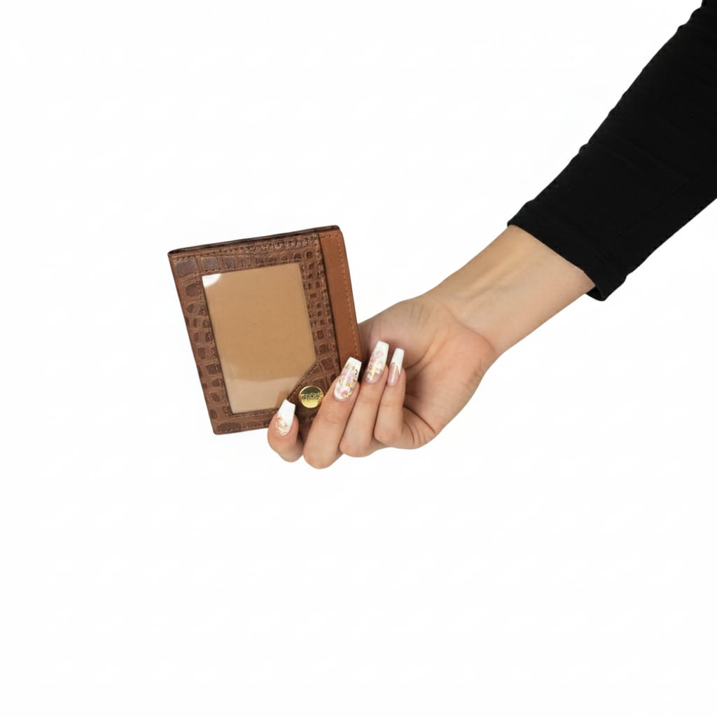 WRIZA Handcrafted Genuine Leather Card Case | Croc Textured | 11 Slot Card Holder