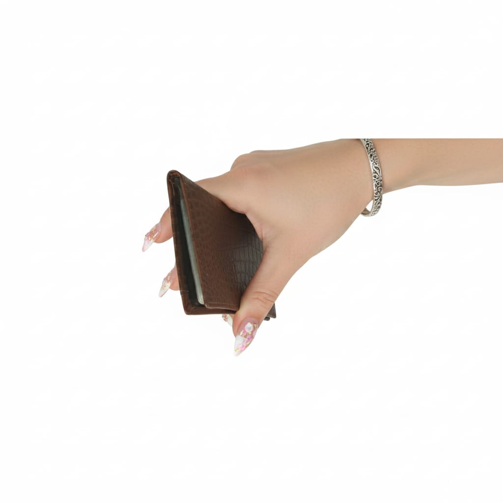 WRIZA Handcrafted Genuine Leather Card Case | Croc Textured | 11 Slot Card Holder
