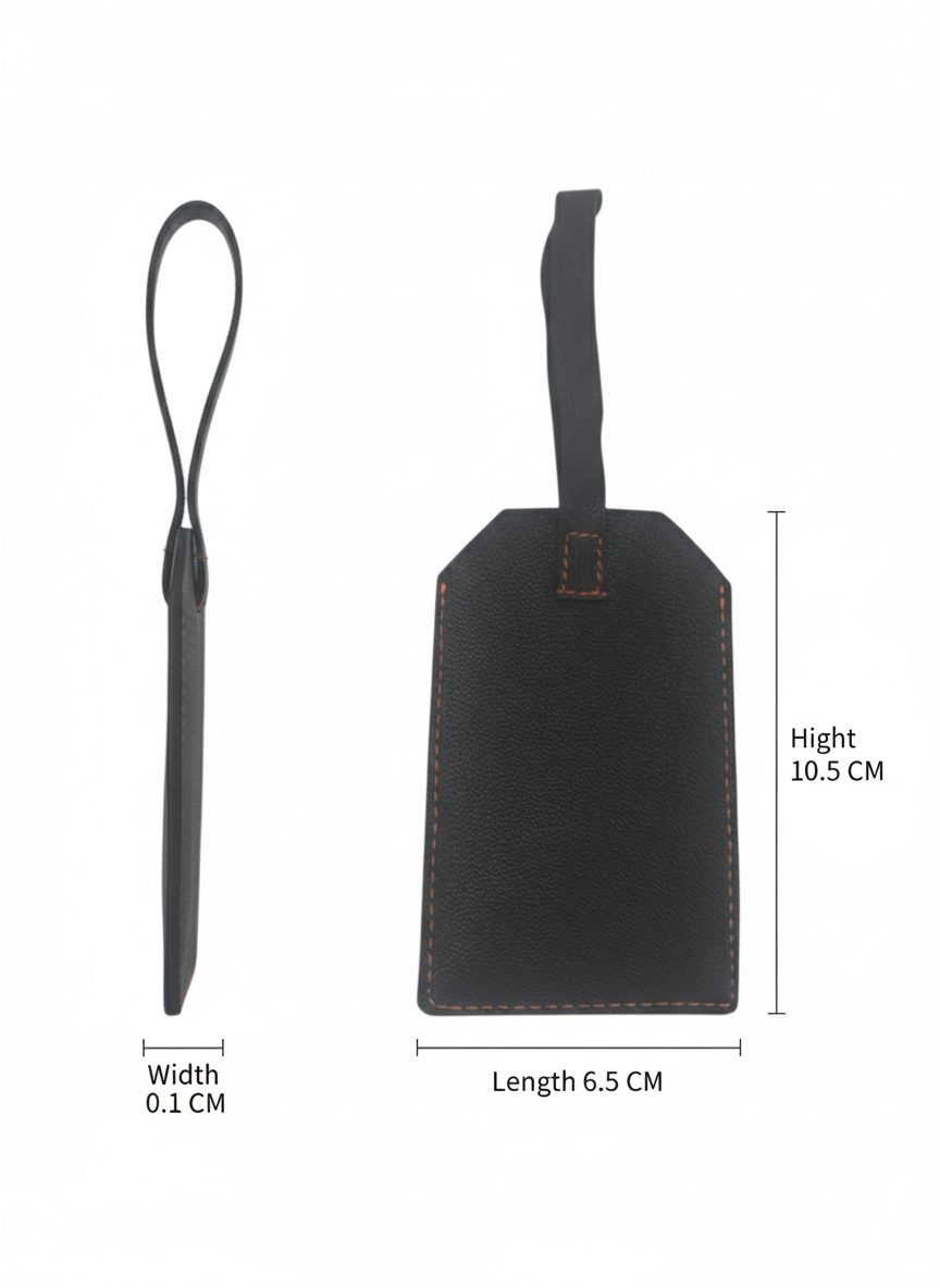 WRIZA Premium Handcrafted Genuine Leather Luggage Tag | Travel Bag Name ID Label with Privacy Cover | Elegant Security Tag for Suitcases and Handbags