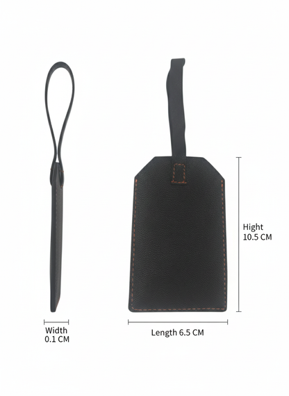 WRIZA Premium Handcrafted Genuine Leather Luggage Tag | Travel Bag Name ID Label with Privacy Cover | Elegant Security Tag for Suitcases and Handbags