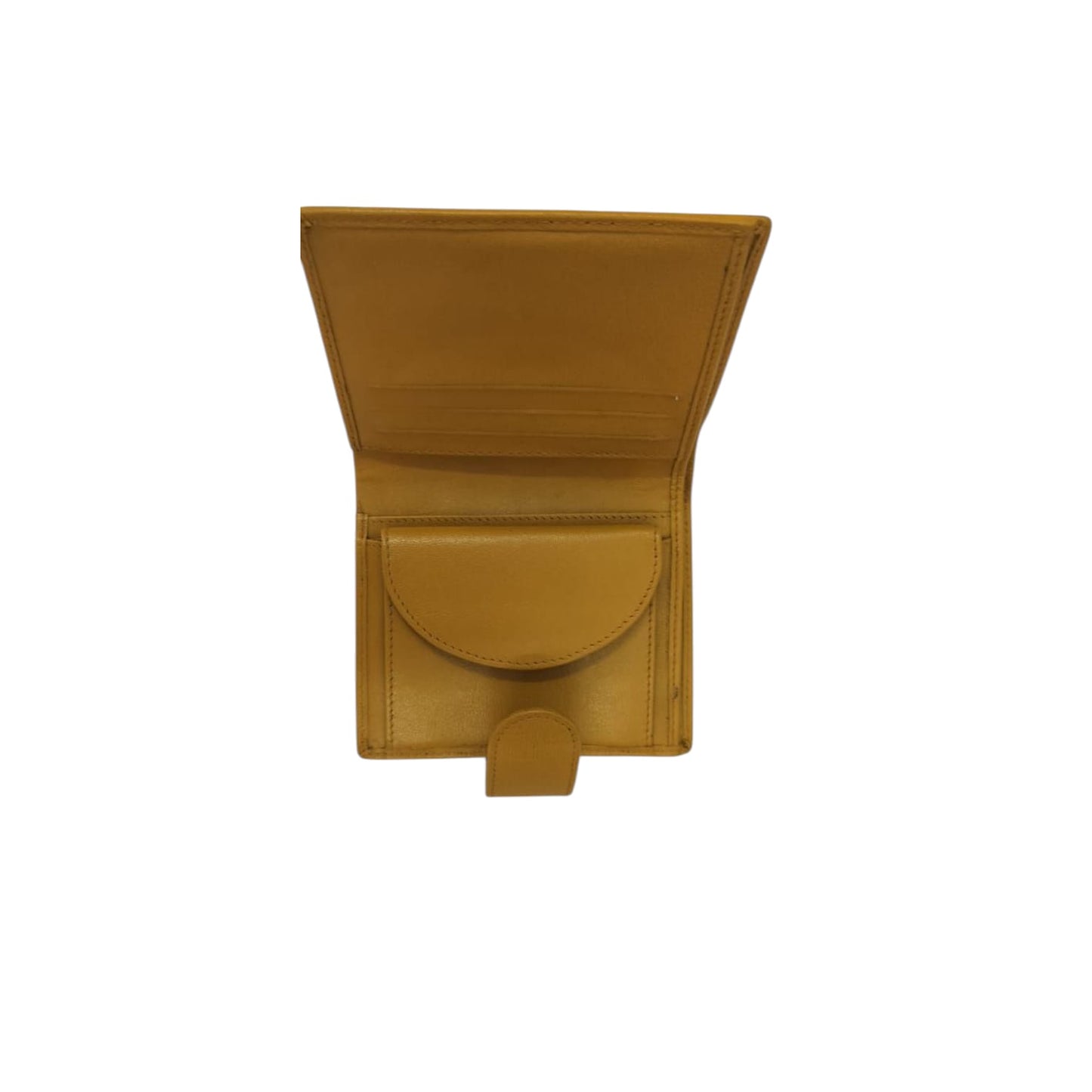 WRIZA Women Mustard Yellow Genuine Leather Two Fold Wallet | Small Purse with Coin Pocket