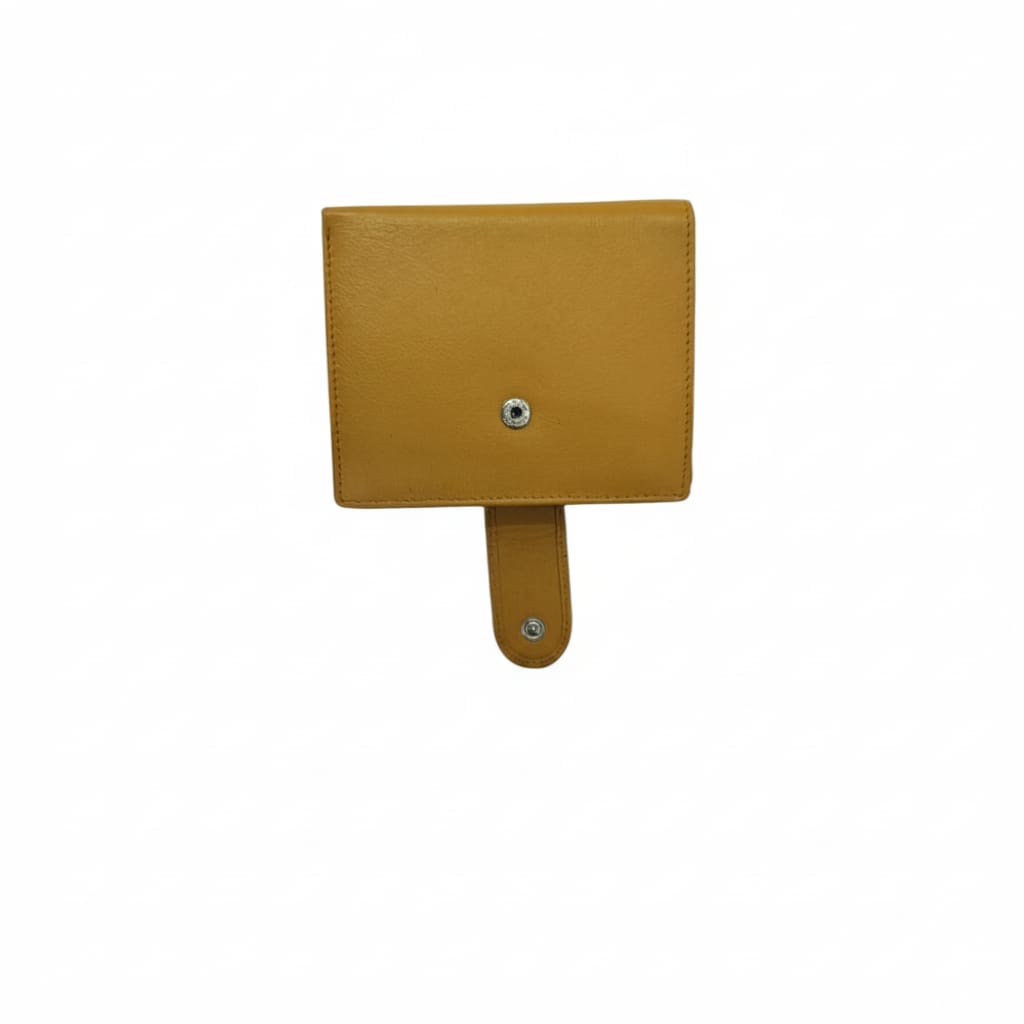 WRIZA Women Mustard Yellow Genuine Leather Two Fold Wallet | Small Purse with Coin Pocket