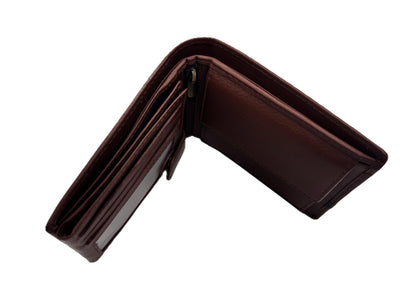 WRIZA Men’s Genuine Leather Bifold Wallet | Premium Textured Finish with Coin Pocket, 2 Currency Compartments & Multiple ID Card Slots | Stylish & Slim Casual Business Wallet for Men (Tan)