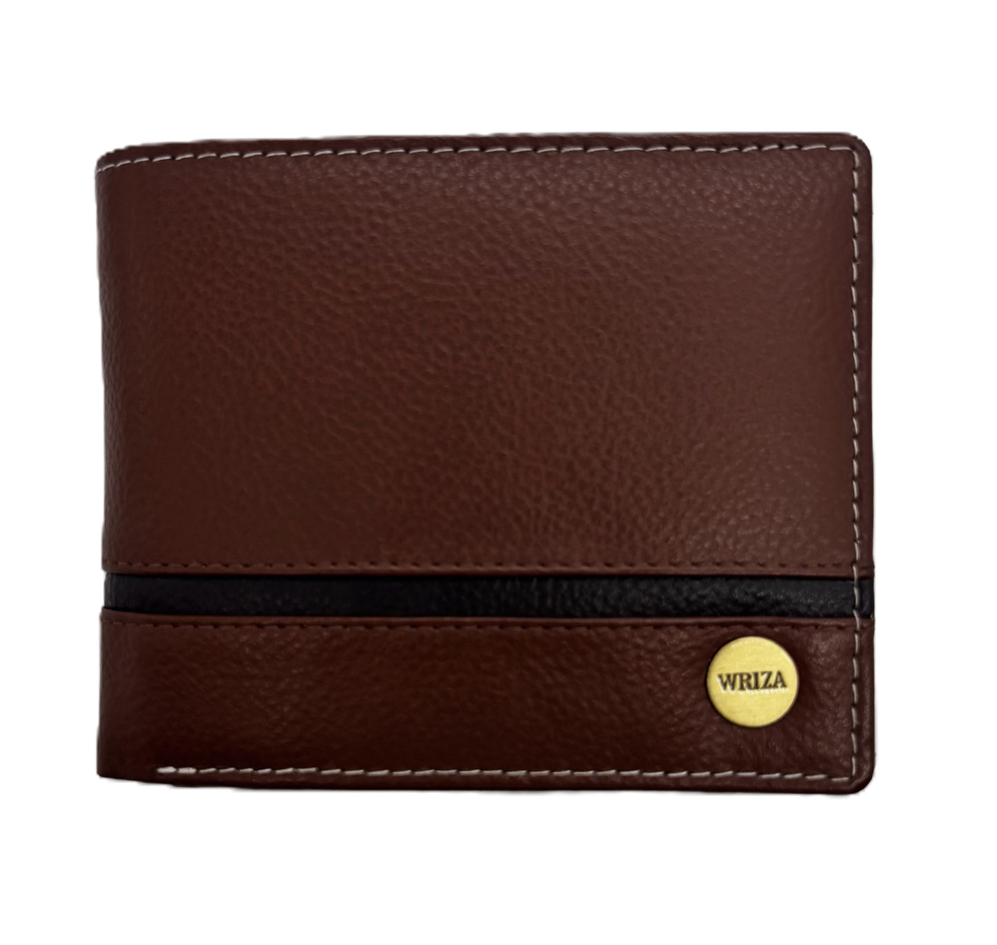 WRIZA Men’s Genuine Leather Bifold Wallet | Premium Textured Finish with Coin Pocket, 2 Currency Compartments & Multiple ID Card Slots | Stylish & Slim Casual Business Wallet for Men (Tan)