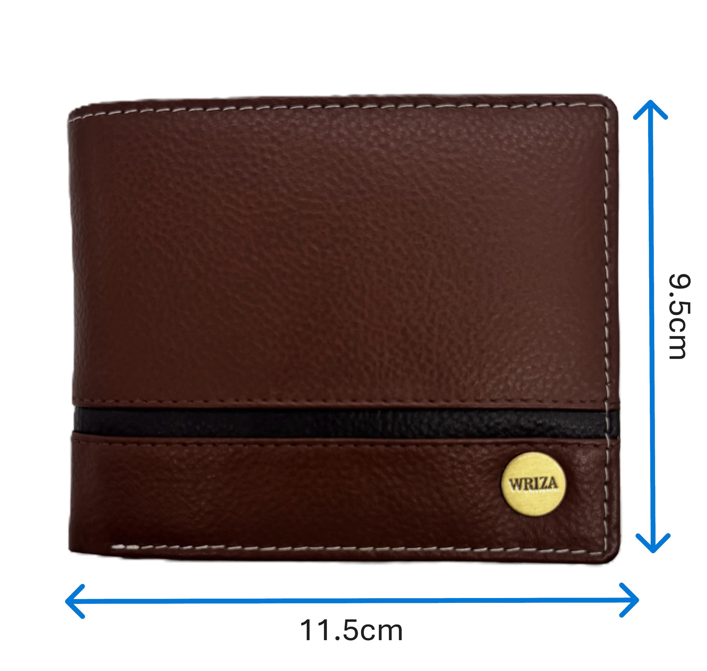 WRIZA Men’s Genuine Leather Bifold Wallet | Premium Textured Finish with Coin Pocket, 2 Currency Compartments & Multiple ID Card Slots | Stylish & Slim Casual Business Wallet for Men (Tan)