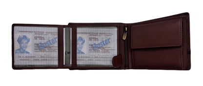 WRIZA Men’s Genuine Leather Bifold Wallet | Premium Textured Finish with Coin Pocket, 2 Currency Compartments & Multiple ID Card Slots | Stylish & Slim Casual Business Wallet for Men (Tan)